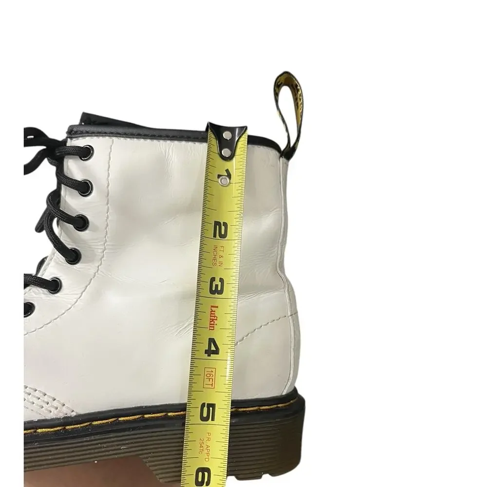 Dr. Martens White Leather Round Toe Lace Up Zip Ankle Boots 4 Youth Grunge Emo